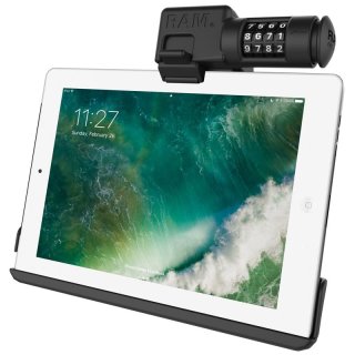 RAM Mounts EZ-Rollr Form-Fit Halteschale Landscape-Format für Apple iPad 6 / Air 2 (ohne Schutzhüllen) - mit Zahlenschloss, AMPS-Anbindung