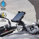 RAM Mounts Quick-Grip Halteschale für Smartphones mit Ladefunktion - B-Kugel (1 Zoll), QI kompatibel, spritzwassergeschützt, USB-A Schnittstelle, inkl. Diamond-Basisplatte (Trapez), Verkabelung