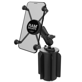 RAM Mounts Fahrzeug-Halterung mit X-Grip Halteklammer für Smartphones bis 82,6 mm Breite - B-Kugel (1 Zoll), Basis für Getränkehalter