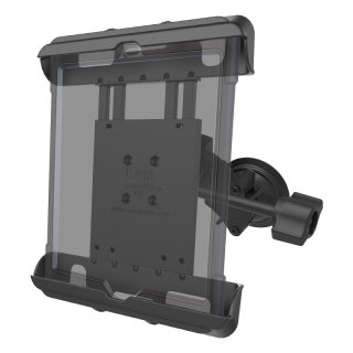 RAM Mounts Doppel-Saugfuss-Halterung für Apple iPad Gen 1-4 inkl. Schutzhüllen/-gehäusen - B-Kugel (1 Zoll), Tab-Tite Halteschale, mittlerer Verbindungsarm