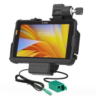 RAM Mounts Tough-Dock Halteschale für Zebra ET4x 8 Zoll Tablets im Zebra-Schutzrahmen - abschließbar, Stromanbindung 5,5 mm Klinkenstecker, Dual USB-A, AMPS- u. VESA-Aufnahme