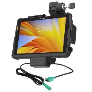 RAM Mounts Tough-Dock Halteschale für Zebra ET4x 10 Zoll Tablets im Zebra-Schutzrahmen - abschließbar, Strom-/Datenanbindung, 5,5 mm Klinkenstecker, USB-A, AMPS- u. VESA-Aufnahme