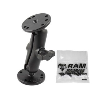 RAM Mounts Marine-Set Garmin Echo 100/150 - B-Kugel (1 Zoll), 2x runde Basisplatten (AMPS), mittlerer Verbindungsarm, Schrauben-Set