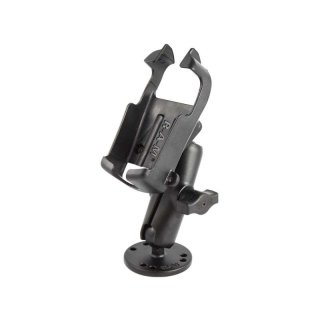 RAM Mounts Aufbau-Halterung Garmin eTrex Serie (s/w) - B-Kugel (1 Zoll), runde Basisplatte (AMPS), mittlerer Verbindungsarm