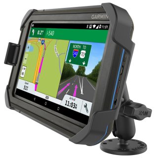 RAM Mounts Fahrzeug Aufbau-Halterung Garmin Fleet 770, 780 &790 - B-Kugel (1 Zoll), runde Basisplatte (AMPS), mittlerer Verbindungsarm