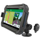 RAM Mounts Fahrzeug Aufbau-Halterung Garmin Fleet 770, 780 &790, Pin-Lock gesichert  - B-Kugel (1 Zoll), runde Basisplatte (AMPS), mittlerer Verbindungsarm