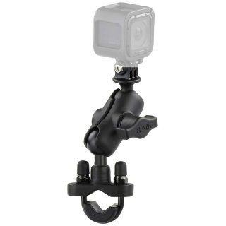 RAM Mounts GoPro Kamerahalterung (kurz) für Lenker/Rohre - mit Klemmschelle, B-Kugel (1 Zoll), im Polybeutel