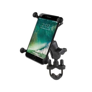 RAM Mounts X-Grip Lenker-Halterung für Smartphones bis 114,3 mm Breite - B-Kugel (1 Zoll), Schraubklemme, kurzer Verbindungsarm