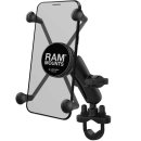 RAM Mounts X-Grip Lenker-Halterung für Smartphones bis 114,3 mm Breite - B-Kugel (1 Zoll), Schelle (RAM-B-231Z), mittlerer Verbindungsarm