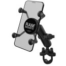 RAM Mounts X-Grip Lenker-Halterung für Smartphones bis 82,6 mm Breite - B-Kugel (1 Zoll), Schraubklemme, mittlerer Verbindungsarm