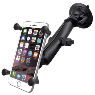 RAM Mounts X-Grip Saugfuss-Halterung für Smartphones bis 114,3 mm Breite - B-Kugel (1 Zoll), langer Verbindungsarm