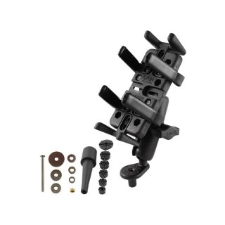 RAM Mounts Universal Motorrad-Halterung - B-Kugel (1 Zoll), Lenkerkopf-Adapter, mittlerer Verbindungsarm, Universal-Halteschale