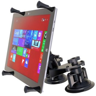 RAM Mounts Doppel-Saugfuss-Halterung für 12 Zoll Tablets - B-Kugel (1 Zoll), X-Grip Halteschale, mittlerer Verbindungsarm, ideal für gewölbte Oberflächen