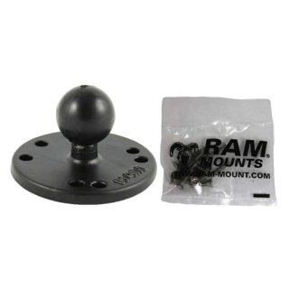 RAM Mounts Basisplatte rund - B-Kugel (1 Zoll), Platten-Durchmesser 63,5 mm, AMPS-Lochraster, Schrauben-Set (Garmin)