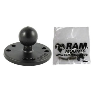RAM Mounts Basisplatte rund (AMPS) - Schrauben-Set (Garmin), B-Kugel (1 Zoll), im Polybeutel