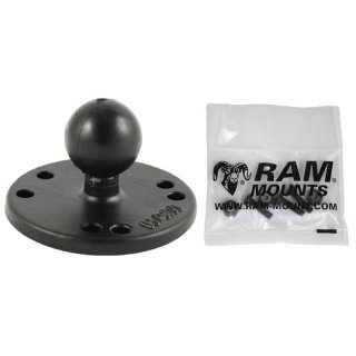 RAM Mounts Basisplatte rund - B-Kugel (1 Zoll), Platten-Durchmesser 63,5 mm, AMPS-Lochraster, Schrauben-Set (Garmin Echo 100/150)
