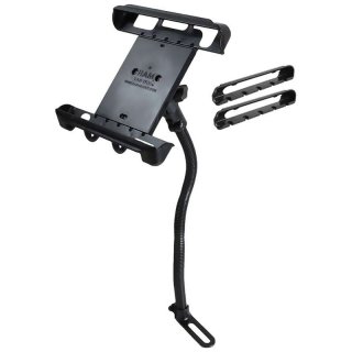 RAM Mounts Pod I Sitzschienen-Adapter mit Universal Tab-Tite Halteschale (10 Zoll Tablets) - flexibler Stab (ca. 450 mm), runde Basisplatte (AMPS), B-Kugel (1 Zoll)