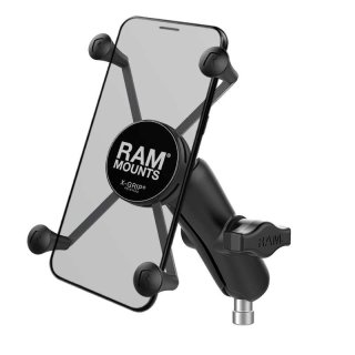 RAM Mounts X-Grip Motorrad-Halterung für Smartphones bis 114,3 mm Breite - B-Kugel (1 Zoll), Kugel für Lenkerkopf mit M8-Schrauben, mittlerer Verbindungsarm