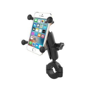 RAM Mounts X-Grip Motorrad-Halterung für Smartphones bis 82,6 mm Breite - B-Kugel (1 Zoll), Torque-Schraubklemme (Durchmesser 28,6-38,1 mm), mittlerer Verbindungsarm