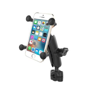 RAM Mounts X-Grip Motorrad-Halterung für Smartphones bis 82,6 mm Breite - B-Kugel (1 Zoll), Torque-Schraubklemme (Durchmesser 9,5-15,8 mm), mittlerer Verbindungsarm