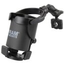 RAM Mounts Torque Getränkehalterung Level Cup XL (kurz) - mit Torque-Schelle (Durchmesser 0,75-1 Zoll), B-Kugel (1 Zoll), im Polybeutel