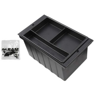 RAM Mounts Ablageschale für Tough-Box Fahrzeugkonsolen - pulverbeschichtetes Aluminium, mit Kasten, 127 mm breit