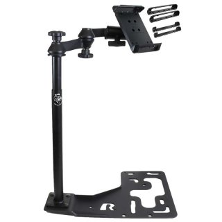 RAM Mounts Universal Schwenkarm-Halterung mit Tablethalteschale (7 Zoll) für LKWs - Fahrzeug-Basis, Doppel-Schwenkarm, runde Basisplatte, Tab-Tite Halteschalte, C-Kugel (1,5 Zoll)