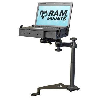 RAM Mounts Laptop-Halterung für Fahrzeuge - Fahrzeug-Basis, Doppel-Schwenkarm, Tough-Tray Halteschale, Ford F-150 (2015-2018)/F-250/F-350/F-4507F-550