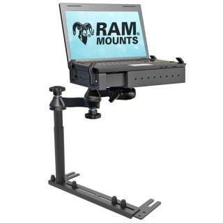 RAM Mounts Universal Laptop-Halterung für Fahrzeuge - Revers-Modell, Fahrzeug-Basis, Doppel-Schwenkarm, Tough-Tray Halteschale