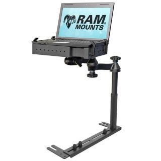 RAM Mounts Universal Laptop-Halterung für Fahrzeuge - Fahrzeug-Basis, Doppel-Schwenkarm, Tough-Tray Halteschale