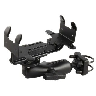 RAM Mounts Drucker-Rohrhalterung für portable Drucker - Doppel-Klemmschelle, mittlerer Verbindungsarm, runde Basisplatte (AMPS), C-Kugel (1,5 Zoll)