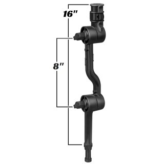 RAM Mounts Doppel-Ratchet Verbundstoff-Verbindungsarm (ca. 400 mm max. Länge) für Angelrutenhalter - mit Spline Post Stift, im Polybeutel